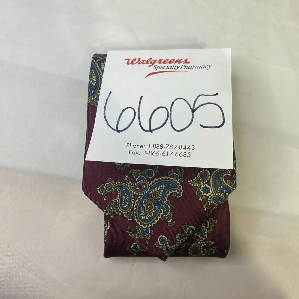 #6605 Bert Pulitzer Maroon Paisley Mens Necktie, Tie